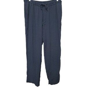 Talbots Rayon Black Polka Dot Drawstring Waist Pants w/Pockets Size XL